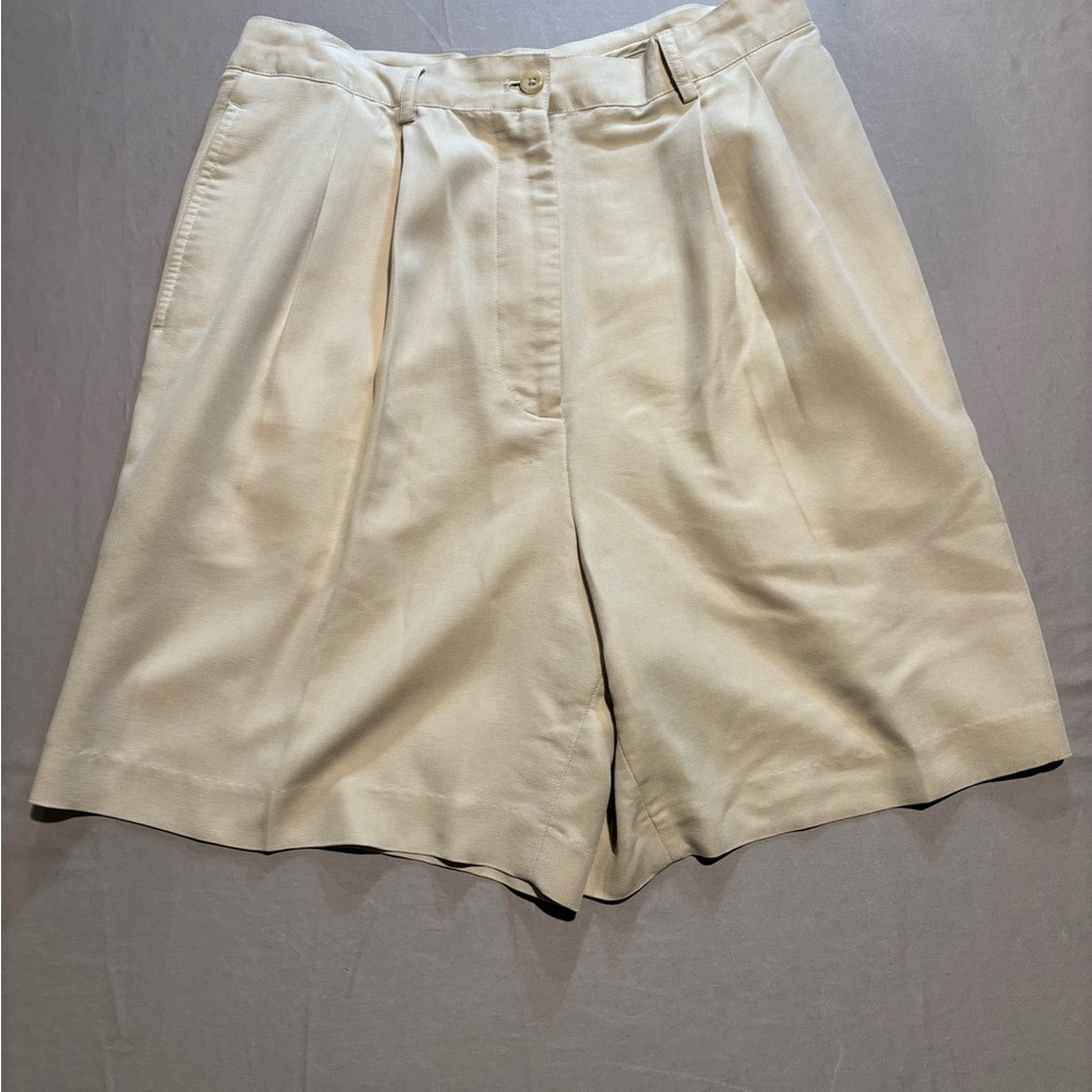 Ashworth Women's Pleated‎ Golf Shorts Tan Khaki Polynosic Blend Vintage Size 12